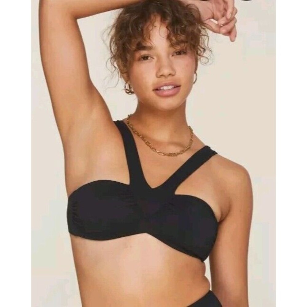 Andie x Demi Moore Monaco Swim Top Black Pull On Unpadded AT213 Size S NWT